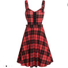 Never Worn, Washed Once. Size L, But Fits Like An Xl Due To Fabric Stretch. Manufacturers Sizing Fit Us Size:8 Bust:35.04 Waist:30.71 Length:26.77.(In Inch) Red Fitted Plaid Summer Dress, Red Sleeveless Plaid Dress For Summer, Sleeveless Red Plaid Dress For Summer, Sleeveless Plaid Dress For Party, Red Fitted Plaid Casual Dress, Casual Fitted Red Plaid Dress, Casual Red Fitted Plaid Dress, Red Sleeveless Plaid Dress For Spring, Red Plaid Mini Dress For Spring