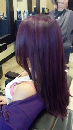 Violet Hair Color Ideas, Violet Hair Color, Dark Purple Hair Color, Dark Purple Hair, Plum Hair, Violet Hair, Flat Irons, Dark Violet