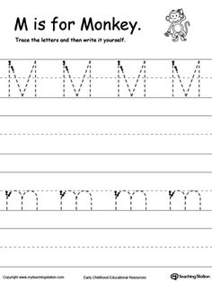 the letter m is for monkey worksheet with an uppercase and lowercase