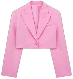 Pink Cropped Fitted Blazer, Pink Fitted Cropped Blazer, Fitted Cropped Pink Blazer, Pink Cropped Blazer For Work, Pink Cropped Blazer For Workwear, Clothing Casual, Style Office, Polyester Top, Blazer Suit