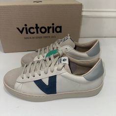 Victoria Sneakers Bnib, European Sizes, Made In Spain Closet Necessities, Mom Challenge, Azul Color, Victoria Shoes, White Sneakers, Womens Shoes Sneakers, White Blue, Blue White, Shoes Sneakers