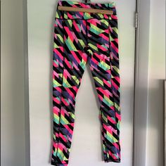 Super Fun Multicolored Vsx Sport Knockout Tight. These Leggings Have Adjustable Waist, High Rise, Moisture Wicking Fabric. Fabric Is A Very Sturdy Good Quality Lycra. From A Smoke/Pet Free Home. No Piling Or Snags. Vsx Sport, Victoria Secret Sport, Secret Pants, Moisture Wicking Fabric, Victoria's Secret Pink, Colorful Leggings, Victoria Secret, Good Quality, Secret Pink