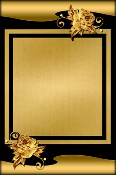 a black and gold frame with flowers on it