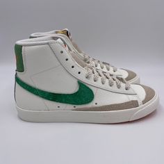 Nike Blazer Mid ' 77 White / Green Womens Shoes Brand New, With Original Box. Product Code: Fd0759 133 Price Is Firm. Fast And Professional Shipping! Will Ship Next Business Day. Check Out My Closet For Models Such As Ultraboost Nmd R1 Swift Run Both Mens And Womens Shoes Nike Blazer Mid 77 White, Nike Blazer Mid 77, Nike Blazers Mid, Nike Blazer Mid, Nmd R1, Blazer Mid, Nike Blazer, Shoes Brand, White Nikes