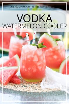 watermelon cooler cocktail with text overlay