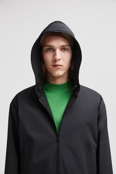 This reversible zip-up hoodie combines water-resistant polyester on one side with soft cotton fleece on the other, making it instantly adaptable to the weather. An adjustable hood offers further protection from the elements while ton-sur-ton logo details complete the style. Modern Black Hooded Jacket With Double-lined Hood, Black Nylon Hooded Hoodie, Modern Hooded Jacket With Double-lined Hood For Outdoor, Modern Outdoor Hooded Jacket With Double-lined Hood, Windproof Nylon Hoodie For Fall, Casual Nylon Hooded Jacket With Fleece Lining, Black Nylon Windbreaker With Fleece Lining, Black Hooded Windbreaker With Fleece Lining, Black Nylon Hoodie With Double-lined Hood