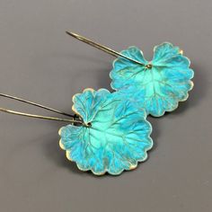 Leaf Earrings - Patina Jewelry,  Leaf Jewelry, Long Earrings, Botanical Jewelry, Gift for Woman, Turquoise Earrings, Nature Gift Leaf-shaped Jewelry Gift, Leaf-shaped Metal Jewelry Gift, Metal Leaf-shaped Jewelry For Gifts, Blue Leaf-shaped Jewelry For Gift, Blue Leaf-shaped Jewelry Gift, Metal Leaf-shaped Jewelry Gift, Nickel-free Leaf-shaped Brass Jewelry, Handmade Leaf-shaped Wedding Jewelry, Leaf-shaped Brass Earrings With Ear Wire