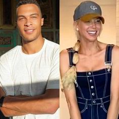 two people are smiling and one is wearing overalls, the other has a baseball cap