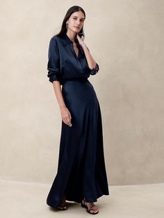 Serenade Silk Maxi Skirt | Banana Republic Black Silk Skirt Outfit, Satin Skirt Outfit Classy, Silk Skirt Outfit, Skirt Outfit Fall, Satin Skirt Outfit, Black Silk Skirt, Satin Maxi Skirt, Silk Maxi Skirt, Maxi Skirt Outfits