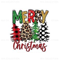 merry christmas with leopard print and trees