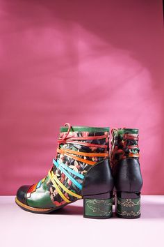 Soffia | Desert Express Floral Leather Combat Boots – SMAIBULUN Spring Multicolor Heeled Boots With Round Toe, Multicolor Leather High Heel Boots, Multicolor High Heel Leather Boots, Spring Leather Boots With Flat Heel, Multicolor Bohemian Boots For Spring, Multicolor Leather Summer Boots, Bohemian Multicolor Boots For Spring, Multicolor High Heel Spring Boots, Multicolor High Heel Boots For Spring