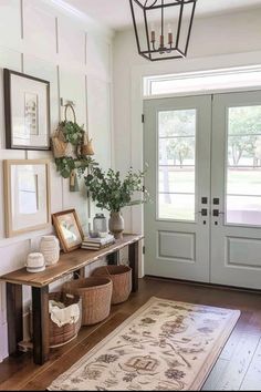 the entryway is clean and ready for guests to use it as an entrance way