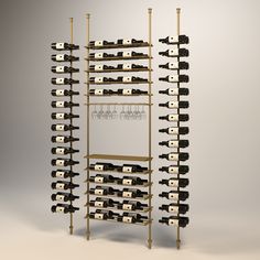 a wine rack filled with lots of bottles