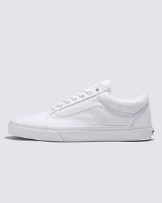 Vans | Old Skool Wide Canvas True White Classics Shoe Vans Old Skool White, White Leather Vans, White Vans Shoes, Vans Old School, Leather Vans, Old School Vans, Basic Essentials, Vans Store, Vans White