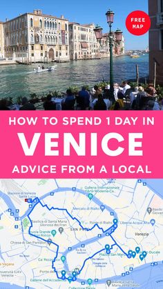 a map with the words how to spend 1 day in venice advice from a local