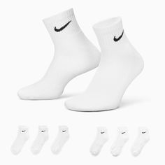 nike-everyday-cushioned-training-ankle-socks-6-pairs-sx7669-100 White Nike Socks, Dri Fit Socks, Nike Crew Socks, Soccer Socks, Nike Socks, Nike Elite, Nike Accessories, Running Socks, Athletic Socks