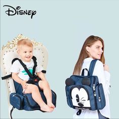 Brand New Mickey Mouse Multifunctional Mommy Backpack Travel Compact Portable Toddler Booster Seat Diaper Bag With Straps For Travel, Airplanes, Restaurants, And More! 8-Pocket For Easy Access & Insulated Bottle Pocket - Lightweight, Compact Design & Adjustable Strap Is Easy To Hook, Clip, Assemble & Fold - Holds Infants And Toddlers From 6-36 Months Up To 50lbs While Eating. Easy To Clean, Water And Stain Resistant - Adjustable 5-Point Harness Wraps And Buckles Around Seat Securely When Sitting Blue Character Backpack For Disney Trips, Blue Cartoon Travel Bag, Disney Mickey Mouse Backpack For Travel, Blue Character Backpack For Travel, Blue Character Travel Backpack, Disney Diaper Bag, Baby Travel Bag, Luxury Stroller, Nappy Backpack