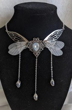 Enchanted Faerie Queen Wing Necklace Necklace Lunarity Garage 7 Cottagecore Hat, Cottagecore Bag, Queen Necklace, Cottagecore Earrings, Faery Queen, Festival Chic, Y2k Summer, Wing Necklace, Goth Aesthetic