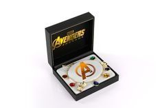 an open box with the avengers logo on it