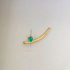 14k Gold Single Earring With .12 Carat Lab Created Emerald. Kbh Jewels Is A Woman Owned Sustainable Fine Jeweler That Uses 100% Recycled Gold. Gold And Emerald, Lab Created Emerald, Fine Jewels, Recycled Gold, Single Earring, Green And Gold, A Woman, Emerald, Lab