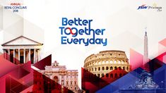 an advertisement with the words better together every day in front of some buildings and trees