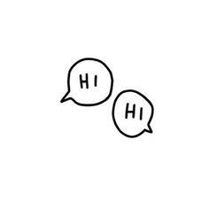 two speech bubbles with the letters h and h on them, drawn in black ink