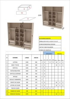 an image of a shelf with drawers and shelves in it, including the measurements for each shelf