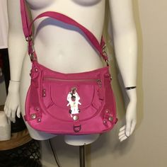 George Gina & Lucy Crossbody Bag Nwot Beautiful And Fun Bag Pink/Fuchsia In Color Back And Front Zippered Pockets Removable And Adjustable Strap 27” Drop Top Handle 9 1/2” Drop Can Carry In Hand Or Shoulder Zip Top Of Bag Detachable Key Ring Inside Zippered Pocket 11 1/2” X 8” Pink Travel Bag With Metal Hardware, Pink Shoulder Bag With Metal Hardware, Pink Crossbody Shoulder Bag With Silver-tone Hardware, Pink Crossbody Bag With Metal Hardware, Pink Crossbody Bag With Silver-tone Hardware, George Gina Lucy Bags, Pink Vibes, Drop Top, Cute Bags