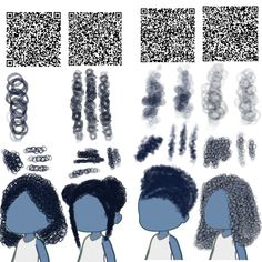 the silhouettes of various hair styles are shown in blue and white colors, with an area for text to be added