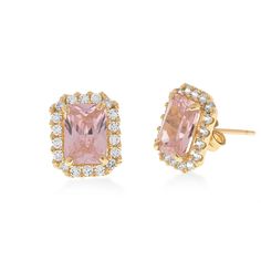 🌸 PRODUCT DETAILS Discover the allure of pink elegance with our Created Pink Morganite Stud Earrings, exquisitely set in Real Gold 14K Yellow with a CZ accent. These earrings capture the beauty of pink and radiate sophistication. 💎 Crafted with Precision The medium-sized earrings, measuring 9x9 mm, are a testament to craftsmanship. With an approximate weight of 1.76g, they offer a balance of presence and comfort for everyday wear. 💳 Financing Available Make these captivating earrings yours wi Luxury Pink Diamond Earrings With Accents, Luxury Pink Diamond Earrings Brilliant Cut, Luxury Pink Brilliant Cut Diamond Earrings, Elegant Pink Diamond Earrings With Accents, Luxury Pink Earrings With Brilliant Cut, Elegant Pink Diamond Earrings, Formal Pink Diamond Earrings, Classic Pink Diamond Earrings For Formal Occasions, Pink Diamond Earrings With Diamond Accents For Wedding