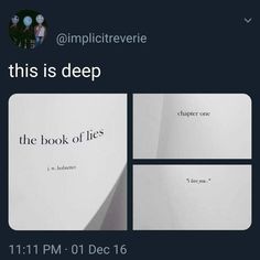 the book of lies is displayed in this screenshot from an instagramting post