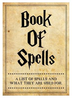 an old book with the title, book of spells