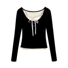 Selección SUPERIOR de ropa estética Y2K - Tienda más corta – Shoptery Lace Streetwear, Coquette Black, Bow Aesthetic, Cropped Tshirt, Tops Korean, Vintage Boho Dress, Y2k Long Sleeve, Lace Tshirt, Fashion Y2k