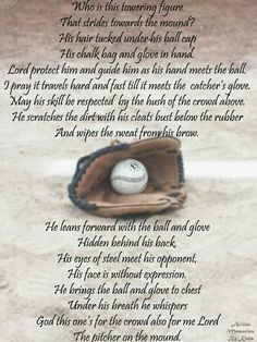 a baseball mitt with a poem written in it