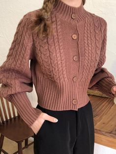 This is perfect for those who are looking for a clothing for a good price. It is fashionable, stylish, and it will look great on anyone who wears it. Do you wanahavit? Short Coats, Cheap Cardigans, Short Cardigan, Cozy Outfit, Cardigan Sweaters For Women, Long Puff Sleeves, Fall Sweaters, Casual Fall, Cropped Sweater