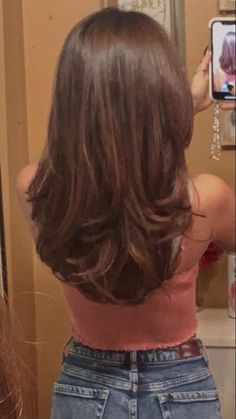 Mis Back Length Hair, Trim With Long Layers, Round Layers Balayage, Haircuts Inspiration Mid Length, Medium Length U Haircut, One Layer Haircut Long Hair, Mid Back Layered Haircuts, Brown To Light Blonde Hair, Long And Medium Layered Hair