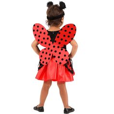 Transform your little one into an adorable insect with the Toddler Girl Little Ladybug Halloween Costume! This enchanting outfit is designed to capture the playful spirit of a ladybug, making it a delightful choice for Halloween, dress-up parties, or imaginative playtime at home.The costume features a vibrant red dress adorned with classic black polka dots, embodying the charm of this beloved critter. The soft, lightweight fabric ensures your toddler stays comfortable while they flit about like Cute Halloween Dress-up Costumes, Cute Halloween Costumes For Role Play, Cute Halloween Costumes For Dress-up, Cute Black Halloween Costume, Playful Black Dress For Costume Party, Ladybug Halloween, Sorceress Costume, Butterfly Halloween Costume, Butterfly Halloween