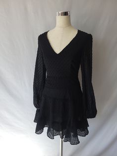 Lace Trim Long Sleeve, Long Sleeve Black Dress, Sleeve Black Dress, Lace Trim Dress, Swiss Lace, Black Long Sleeve Dress, Dainty Jewelry, Lace Detail, Lace Trim