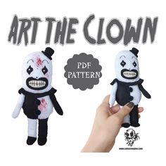 **THIS IS NOT A FINISHED TOY. THIS IS A PDF PATTERN DOWNLOAD** No physical items such as the material or equipment is provided to make this toy. These must be sourced by the customer. Pattern allows you to create your own handmade version yourself. This is a tutorial on how to make the above Art the Clown from the terrifying Horror movie franchise: TERRIFIER. This toy is approx. 19cm tall x 9cm wide. This toy is designed to be created by hand, NO SEWING MACHINE required! THIS PDF e-Pattern includes: - Step by step picture tutorial. - What materials and equipment you need. - Full size pattern pieces, just Print, Sew and/or Glue (No need to enlarge or resize). - English Instructions. Materials used are not suitable for children under 3 due to choking hazards. Skill Level: Easy with tedious p Clown Sewing Pattern, Creepy Plushies, Diy Halloween Doll, Terrifying Horror Movies, Art The Clown Terrifier, Creepy Gift, Art The Clown, Felt Sewing, Halloween Sewing