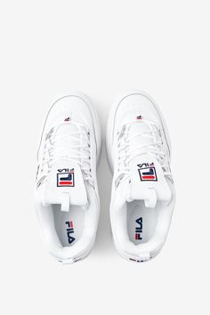 Women's Disruptor 2 Chunky Wedge Sneaker | Fila Chunky White Sneakers, White Chunky Sneakers, Shoe Warehouse, Chunky Wedges, White Sneakers Men, Striped Sneakers, Lifestyle Shoes, Casual Sneakers Women, Mens Lifestyle