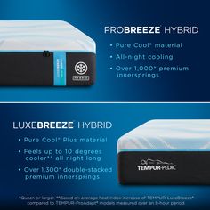 an advertisement for the tempur - pedic hybrid mattress and its packaging description