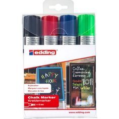 three markers with happy hour written on them in different colors and sizes, including red, blue, green, yellow