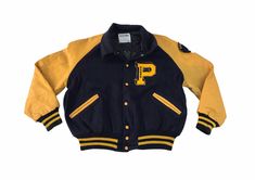 a baseball jacket with the letter p on it