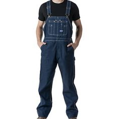 Big Smith Mens Overalls 46&Quot; X 28&Quot; New Made In Usa Vintage Denim Button Fly. Blue Bib Front Utility Bottoms, Big Smith Overalls, Blue Cotton Overalls With Button Closure, Blue Utility Bib Front Bottoms, Insulated Bib Overalls Men, Vintage Dark Wash Bib Front Overalls, Button-up Denim Overalls With Pockets, Mens Overalls, Non-stretch Blue Denim Overalls