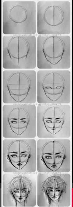 the steps to draw an anime character's face