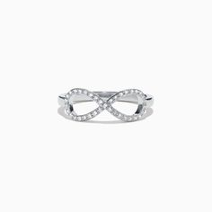 Effy Kidz 14K White Gold Diamond Infinity Ring, 0.13 TCW Diamond Infinity Ring, Infinity Diamond Ring, Infinity Ring, Effy Jewelry, Pinky Ring, White Stone, White Gold Diamonds, Round Diamonds, Gold Diamond