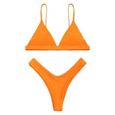 Spaghetti Straps Soft Pad Thong Bikini Set - Orange - 3Y21870936 - Women's Clothing, Women's Swimwear  #WomensSwimwear #Women's #Clothing # #Women's #Swimwear Sporty Swimwear, Swimwear Australia, Swimwear Pattern, Padded Swimwear, Athletic Swimwear, Boho Swimwear, Cheap Swimsuits, Swimwear Store, Black Swimwear