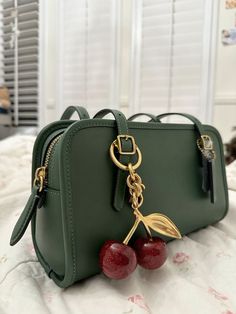 #follow #bags #handbags #purses #fashion #style #blogging #blogger #blog Swing Zip Coach, Coach Swing Zip, Cherry Charm, Green Purse