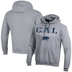 Stay heated up on Cal Bears game day in this Football Stack hoodie. Made by Champion, it features team graphics printed on a blend of soft, durable fabrics. An adjustable hood and pouch pocket provide additional coverage when you wear this Cal Bears pullover. Athletics Logo, Bears Game, Cal Bears, Bear Pride, Sports Gear, Rowing, Grey Hoodie, Heather Gray, Pocket Pouch