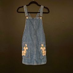 Cute Pockets ! Embroidered. Adjustable Straps, Never Worn But Had To Have The Piece. Overalls Dress, Topshop Dresses, Overall Dress, Adjustable Straps, Overalls, Colorful Dresses, Topshop, Size 2, Dress Outfits